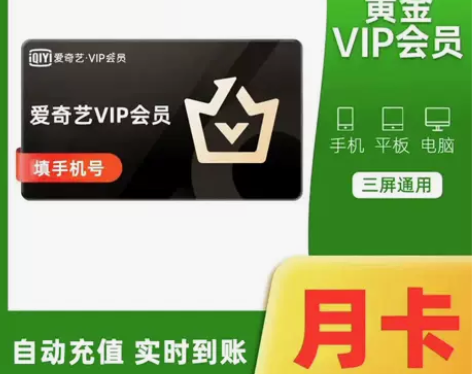 爱奇艺黄金会员月卡 直充爱奇艺vlp会员月...