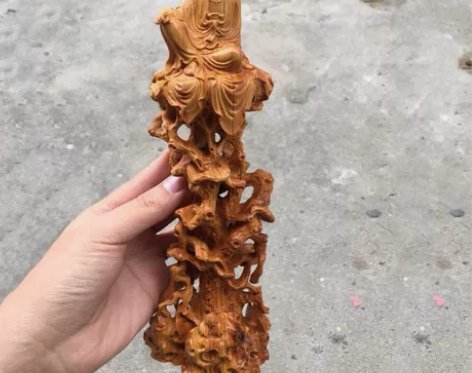 太行崖柏木雕自在观音水月观音木雕佛像摆件工...