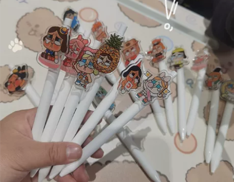 自制哭娃亚克力中性笔，kaco中性笔按压式...