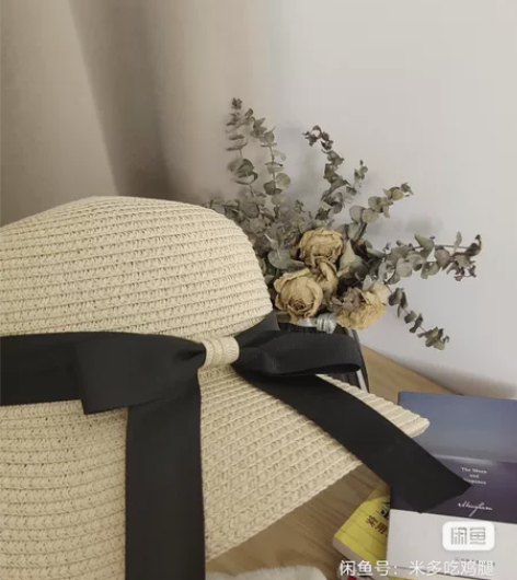 黑色蝴蝶结草帽，全新未使用 感兴趣的话点“...