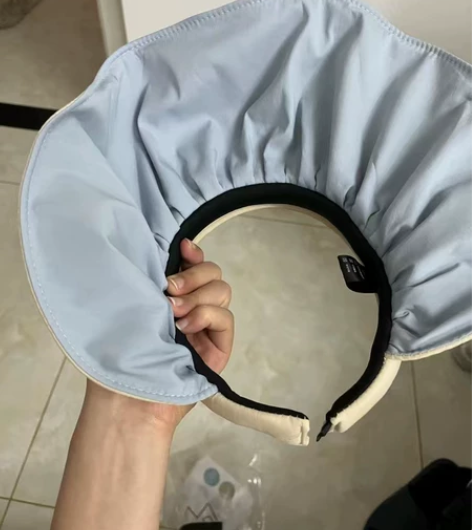 防紫外线沙滩帽,发箍遮阳帽 天蓝色米色,闲...