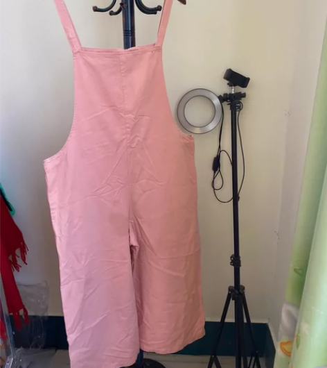 粉色牛仔背带裤阔腿裤科幻可换互换交换 小污...