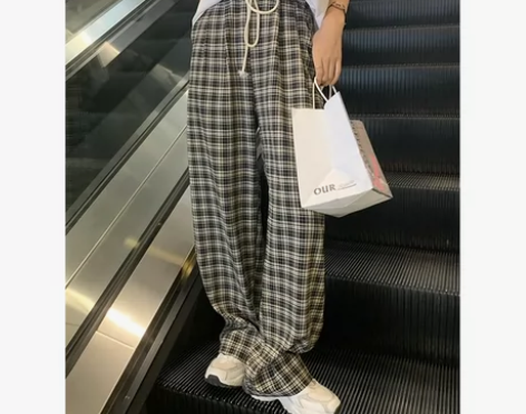 橘子酱yo拖地裤垂感复古高腰百搭宽松休闲格...
