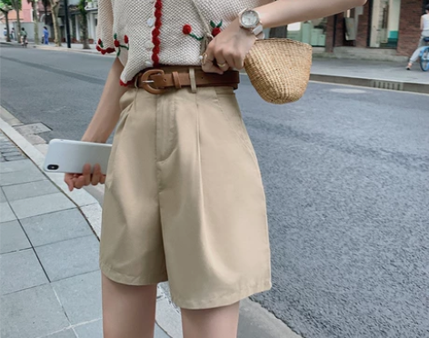 休闲短裤女2020秋装新款时尚韩版宽松复古...