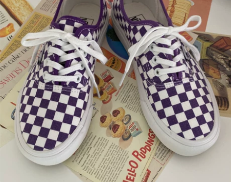 全新低价出!紫色格子帆布鞋板鞋 35码 有...