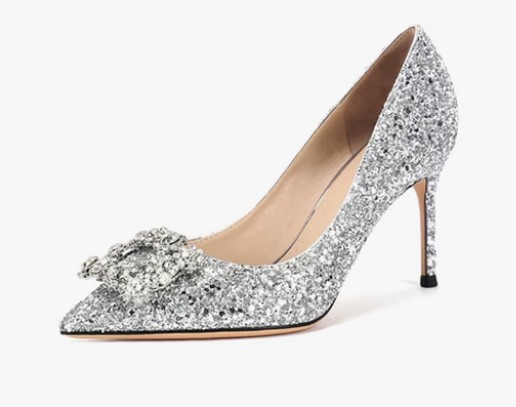 ?【风尚价】水钻方扣婚鞋尖头浅口单鞋女鞋水...