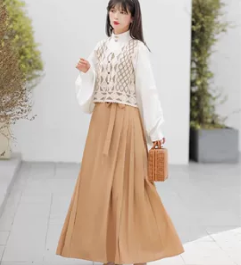 玉术原创云溪汉服女汉元素齐腰马面裙立领马甲...