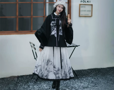 原创风牵一袖汉服[秋时景]明制方领披袄改良...