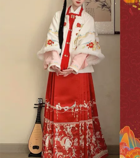 妃亦坊原创汉服，全新仅试穿，上s下m送有毛...
