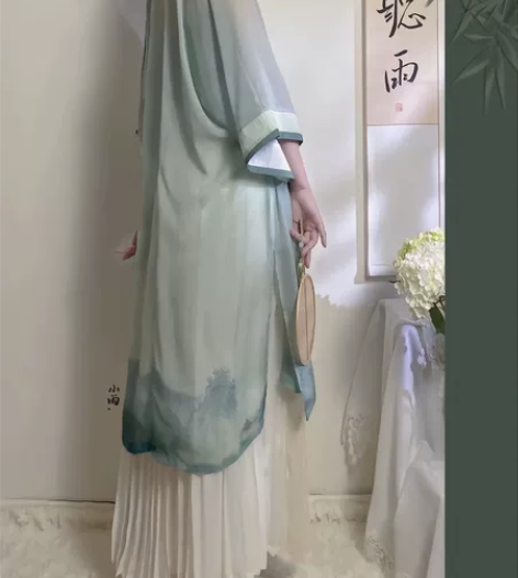 仙楚姬原创汉服女【青墨】宋制对襟长衫百迭裙...