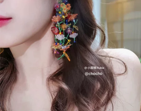 chocho/小红书同款花朵耳环夸张度假风...
