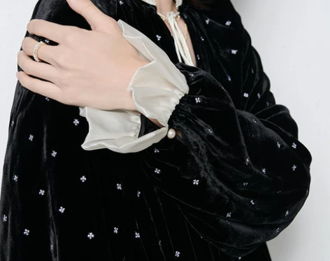 连衣裙长裙丝绒裙桑蚕丝真丝绒女装新款秋装真丝