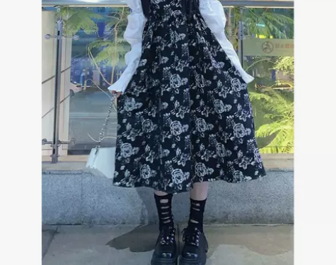 ［碎花裙］学院风泡泡袖纯白百搭衬衫 碎花显...