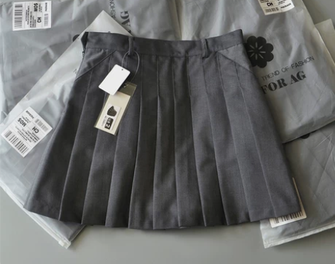 工厂外贸原尾单女装高腰百褶裙短裙剪标尾货西...