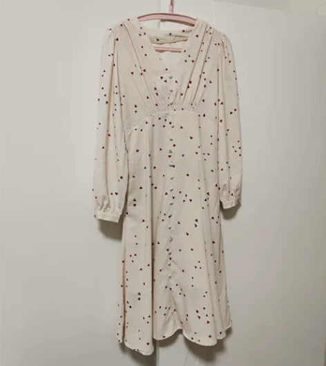 日单同款长袖连衣裙v领高腰裙鱼尾裙 均码，...