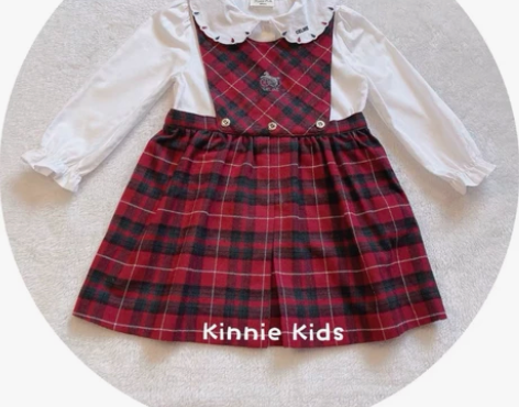 k妈celine学院风红格子裙+衬衣 两件...