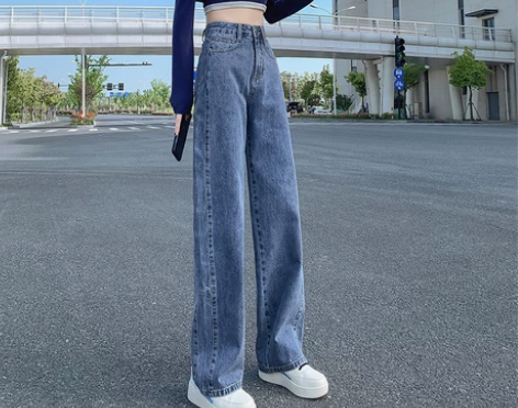 高腰直筒牛仔裤女夏天薄款2021新款宽松显...