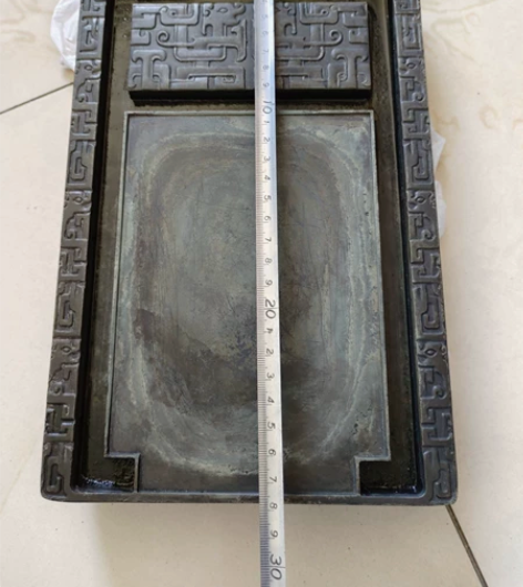 老绿端,端砚带雕工的老砚台,重达10斤,品...
