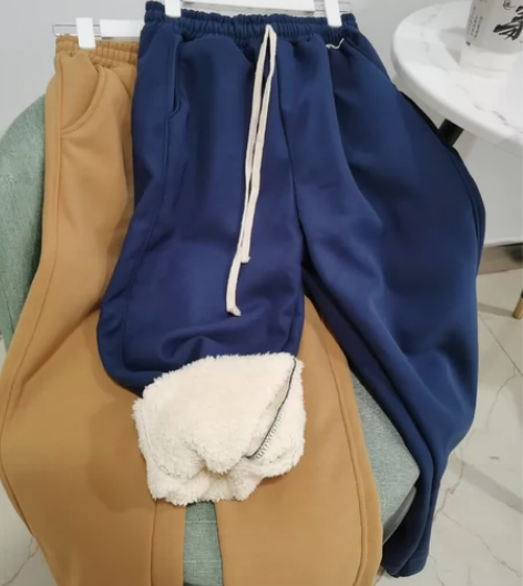 加绒加厚运动裤子女秋冬新款宽松显瘦休闲棉裤...
