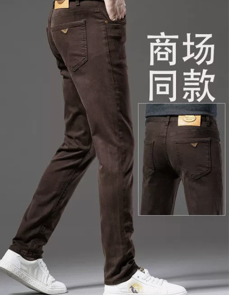 裤子男修身 裤子男裤法国牛仔裤男高端秋冬季...