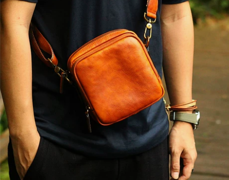 真皮时尚日系小包包男休闲随身小挎包牛皮迷你...