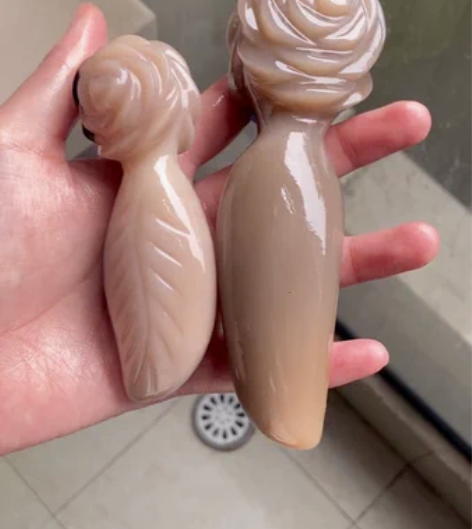 精品粉色系料子 角梳精雕把件 整角玫瑰拨筋...