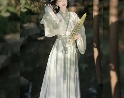 莺雨兰衣原创【青若】晋制齐腰交领儒裙汉服女...