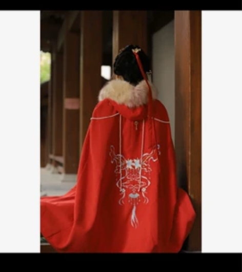 知锦 斗篷 五五年汉服女秋冬加绒保暖带不可...