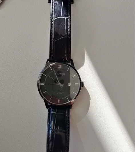 天王正品石英手表，黑色表盘，黑色表带手表，...