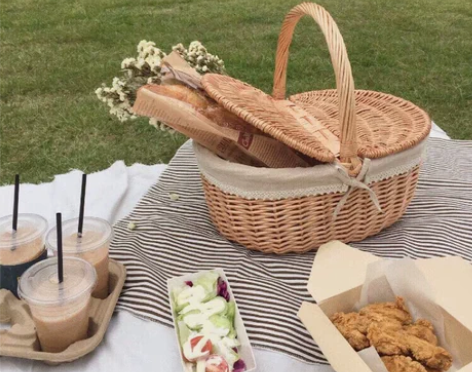 户外野餐篮子ins网红竹篮编织水果手提篮田...