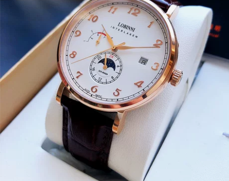 罗宾尼2018新款男士全自动机械表时尚真皮...