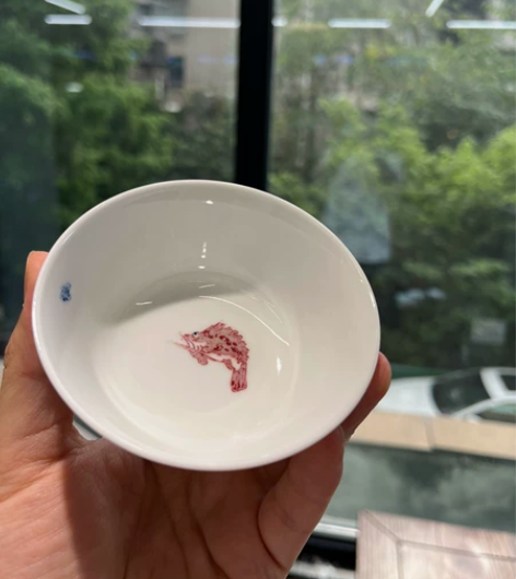 景德镇寒山窑原矿釉里红主人杯，桃花鳜鱼杯。...