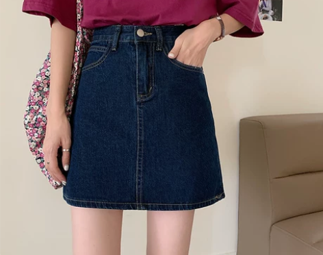 复古深色牛仔裙大码a字半身裙显瘦ins气质...