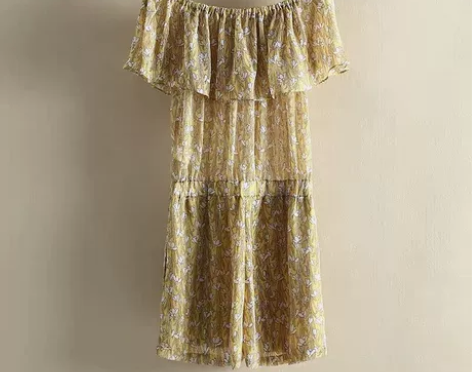 碎花荷叶边雪纺连体裤 尺码L 九成新 感兴...