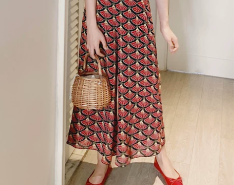 梅子熟了 印花雪纺休闲裤宽松阔腿裤女高腰 ...