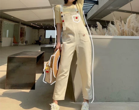 可爱背带牛仔裤 穿过三次 无污渍 可发细...