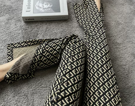 开叉阔腿裤女秋冬2023年新款宽松直筒针织...