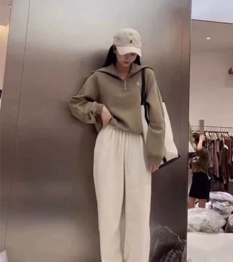 T台高腰抽绳灯芯绒休闲裤女秋季2022新款...