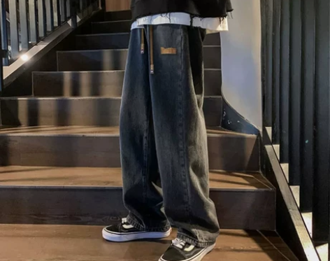 美式复古贴标牛仔裤男款春秋款高街潮牌大码裤...