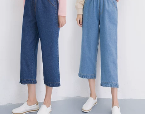 秋季胖MM超大码显瘦牛仔九分裤女宽松休闲阔...