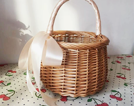 柳编藤编 编织手提包包花篮小朋友手提篮采花...