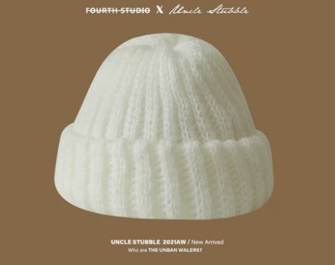 胡茬叔叔加厚瓜皮帽女生显脸小保暖毛线帽韩版...