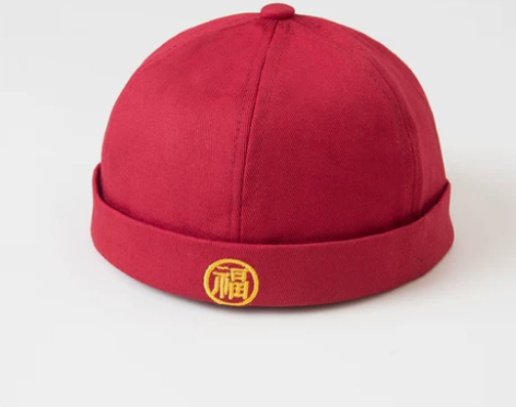 楠衫 抓周红布婴儿周岁配饰帽子复古喜庆瓜皮...