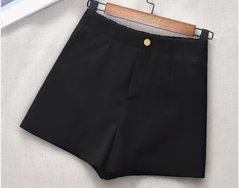 高腰短裤女秋宽松大码新款休闲雪纺a字阔腿显...