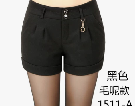 玛娅蒂毛呢短裤秋冬款呢子西装短裤女冬… 感...