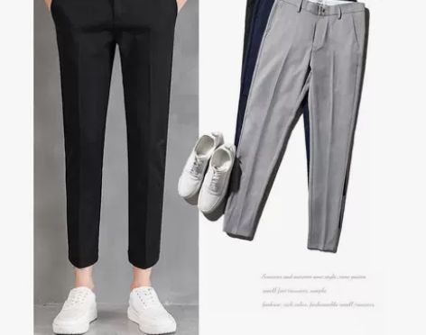 秋冬垂感九分西装裤男修身小脚青年韩版潮流商...