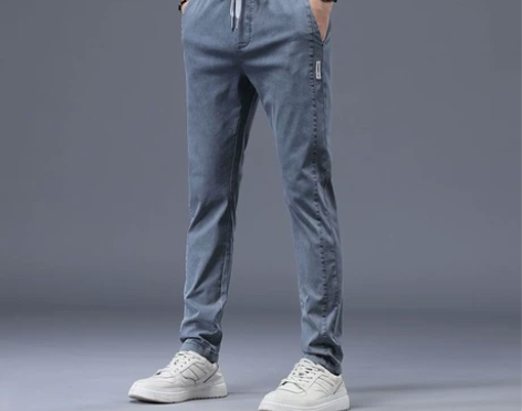 天丝牛仔裤男修身直筒男裤夏季薄款韩版潮流冰...