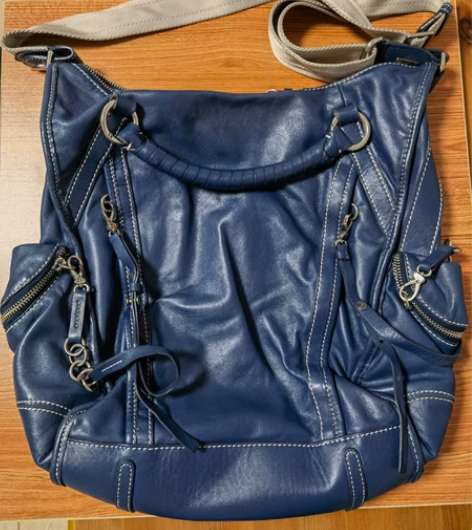 万里马 纯牛皮 海军蓝NAVI 通勤包 女...