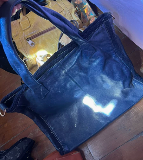 头层牛皮蓝色大号公文包手提包 几乎全新 皮...