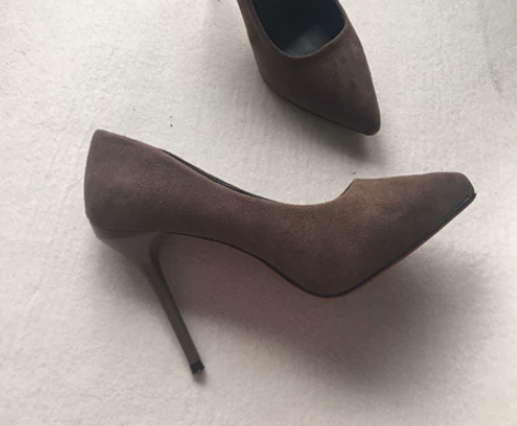 香香公主简约尖头绒面显瘦细跟女内防水台气质...